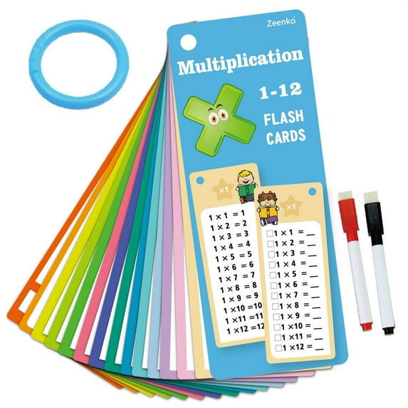 17Pcs Multiplication Flash Cards, 2025 Newest Times Table Multiplication Fact Cards For 3-5Rd Grade, Reusable Math Flashcards With 2 Wipe Erase Pens & Ring, 1-12 Multiplication