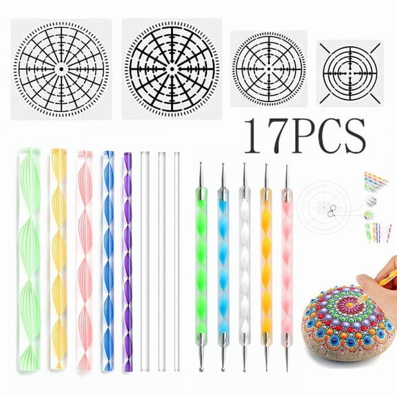 17Pcs Set of Openwork Painting Stencils: DIY Creative Acrylic Stick Dotting Pens