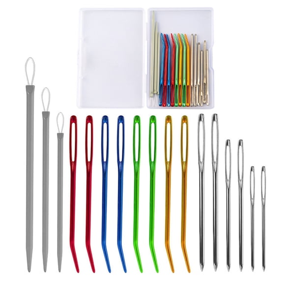 17Pcs Sewing Needle Bent Tip Tapestry Needle Large Eye Yarn Needle Wool Needle for Hand Knitting Embroidery Craft