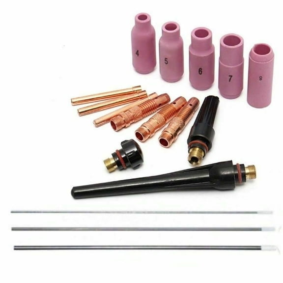 17Pcs Tig Gas Lens Collet Body Consumables Kit Fit Wp 17 18 26 Tig Welding Torch YIWEI