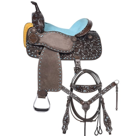 17SS 14 In Comfytack Western Horse Barrel Racing Trail Pleasure Saddle Tack Set Genuine Leather