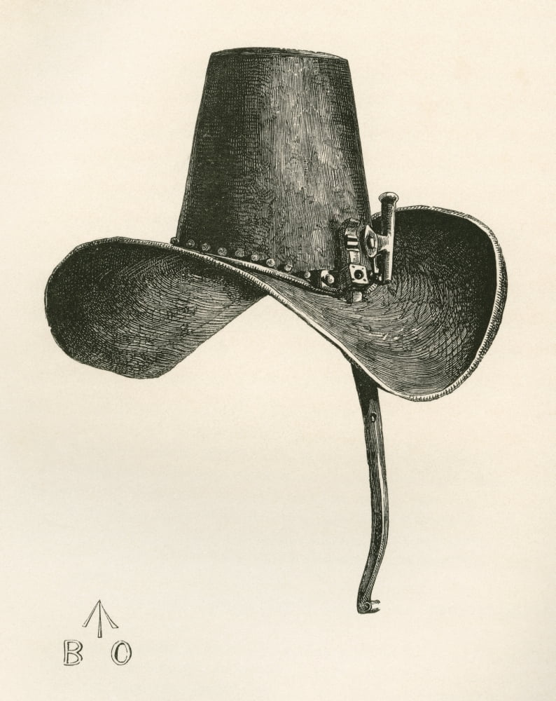 17Th Century Iron Hat With Nose Protection Worn By Charles I From The British Army Its Origins Progress And Equipment Published 1868 Canvas Art - Ken Welsh Design Pics (12 x 15)