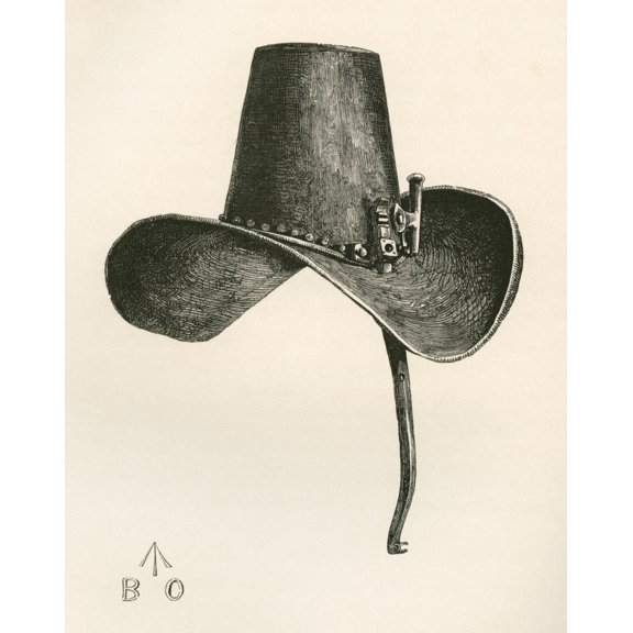 17Th Century Iron Hat With Nose Protection Worn By Charles I From The British Army Its Origins Progress And Equipment Published 1868 Canvas Art - Ken Welsh Design Pics (12 x 15)