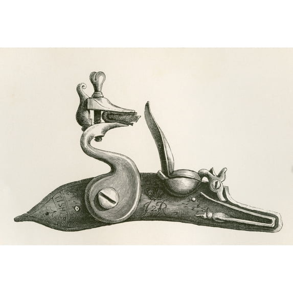 17Th Century Regulation Lock. From The British Army: It's Origins Progress And Equipment Published 1868.