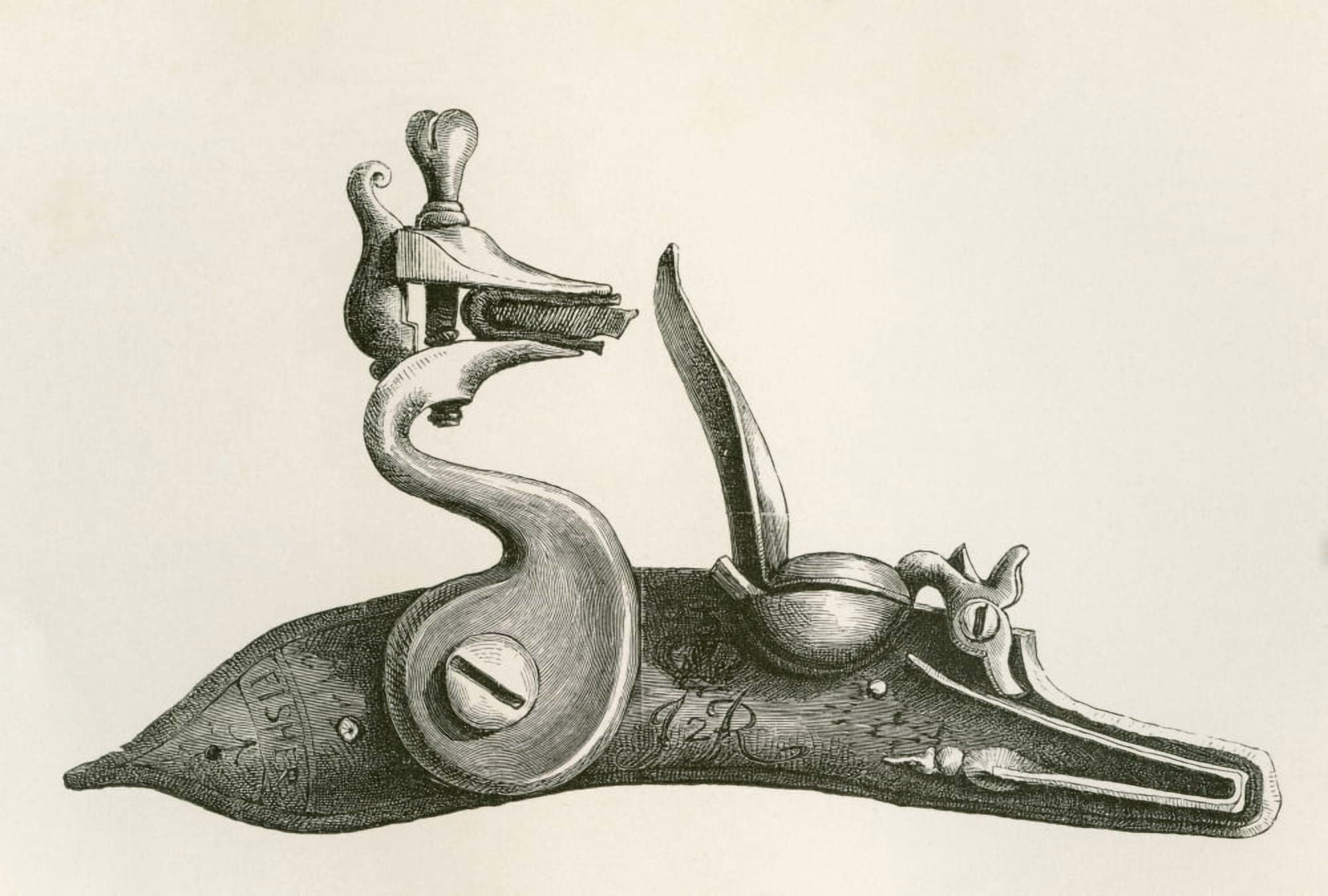 17Th Century Regulation Lock From The British Army Its Origins Progress And Equipment Published 1868 Canvas Art - Ken Welsh Design Pics (17 x 11)