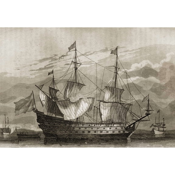 17Th Century Sailing Ship From The Time Of Felipe Iv Canvas Art - Ken Welsh Design Pics (36 x 24)