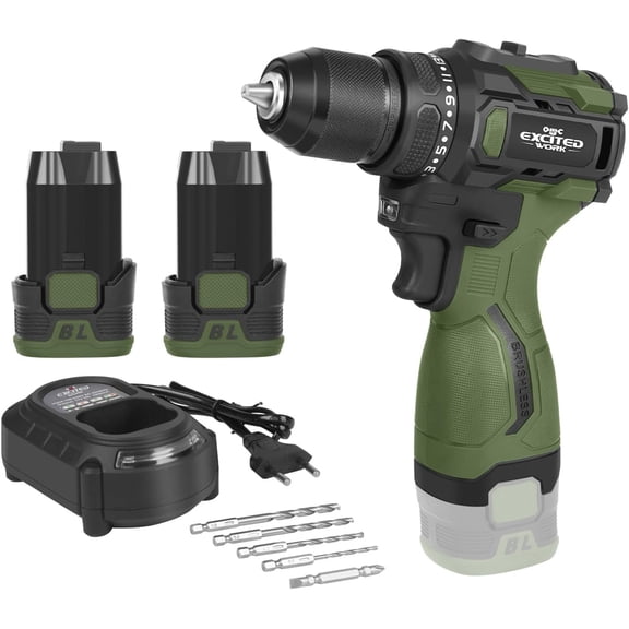 17V Brushless Power Drill Cordless, 55Nm Electric Drill Set with 2 1500mAh , 2 Variable Speed, 20+1 Torque Setting and LED Work Light