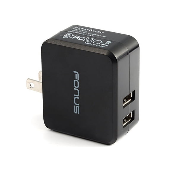 17W 3.4 Amp 2-Port Rapid Home Wall Plug Travel USB Charger Power Adapter with Smart Detect Compatible With Samsung Galaxy Note 4, J7, S6 Edge S7 Edge S5, J5, 3 Note8, S9 S9+, Note9