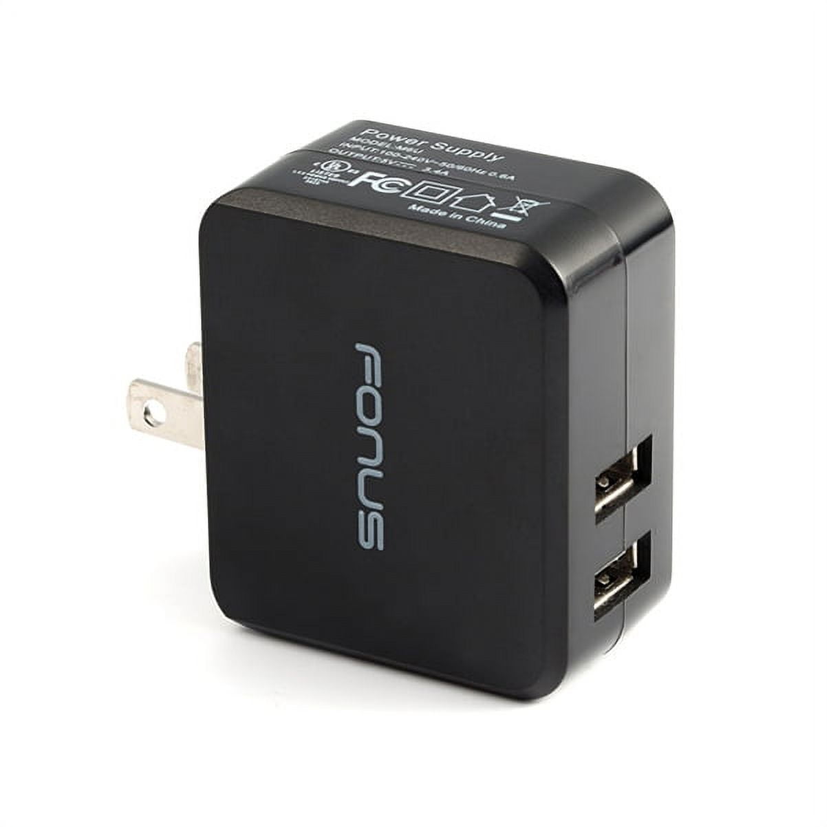 17W 3.4 Amp 2-Port Rapid USB Home Wall Travel Charger Power Adapter Dual Port Smart Detect Ultra Compact Folding Prongs Compatible With Motorola Moto G7 Power Play - Nokia 3.1 Plus