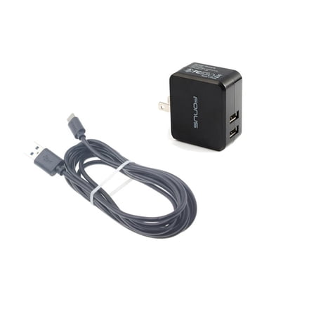 17W 3.4Amp 2-Port USB Home Charger 6ft Type-C Cable Travel AC Power Adapter with Smart Detect E9Y for Motorola One, Moto Z3 Play Z2 Play Z Play Droid Force Droid X4 G7 Power Play G6
