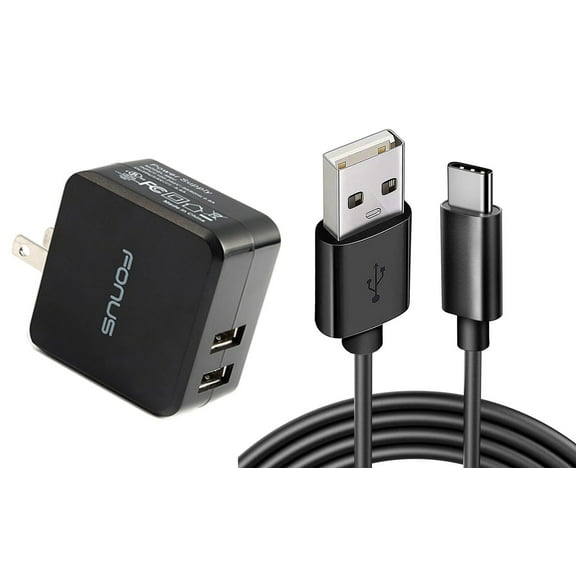 17W Home Charger for Samsung Galaxy S25/Ultra/Plus - 2-Port USB 3.4A Type-C Cable 6ft Power