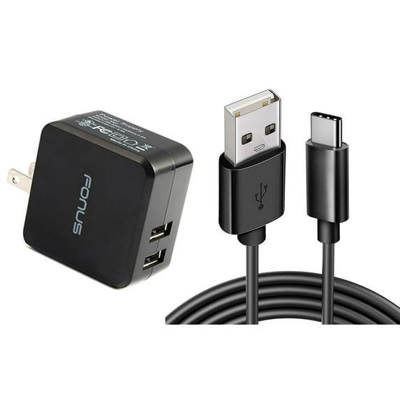 17W Home Charger for T-Mobile REVVL 7 PRO 5G, REVVL 7 5G - 2-Port USB 3.4A Type-C Cable 6ft Power for T-Mobile REVVL 7 PRO 5G, REVVL 7 5G