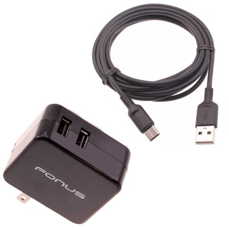 17W Home Charger for TCL 50 XL 5G/XE 5G/LE - 2-Port USB 3.4A Type-C Cable 6ft Power
