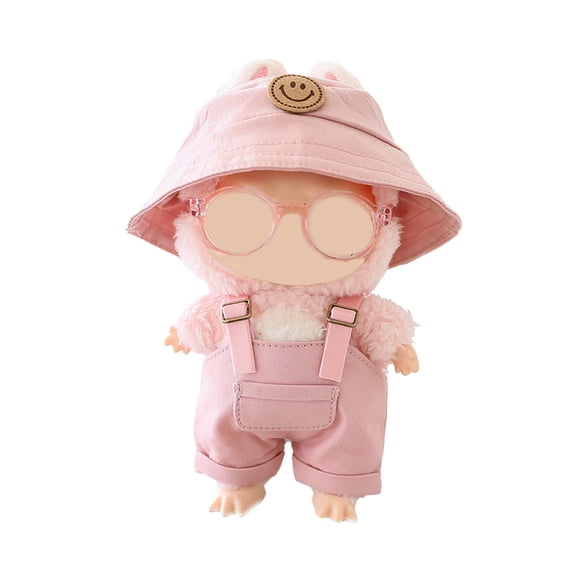 17cm Clothes Set(NO Doll),Hat & Overalls Set for 17cm Accessories Suit,Stylish Adorable Dolls Clothes Accessories,Cute Clothes for Dress up Unique Style Pink