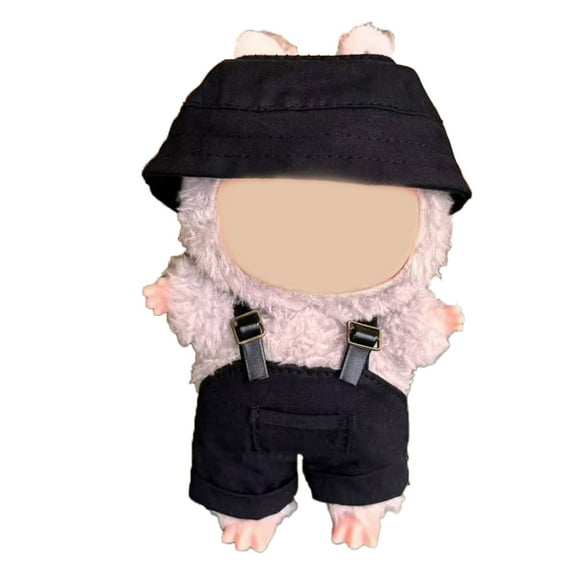 17cm Clothes Set(NO Doll), Hat & Overalls Set for 17cm Accessories Suit, Cute Clothes for Dress up Unique Style Black