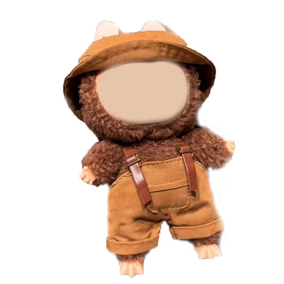 17cm Clothes Set(NO Doll), Hat & Overalls Set for 17cm Accessories Suit, Cute Clothes for Dress up Unique Style Brownness