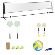 17ft 3-in-1 Portable Sports Net Set, Adjustable Height Net for Badminton, Pickleball & Volleyball, Steel Frame with Complete Accessories, for Backyard, Beach & Driveway