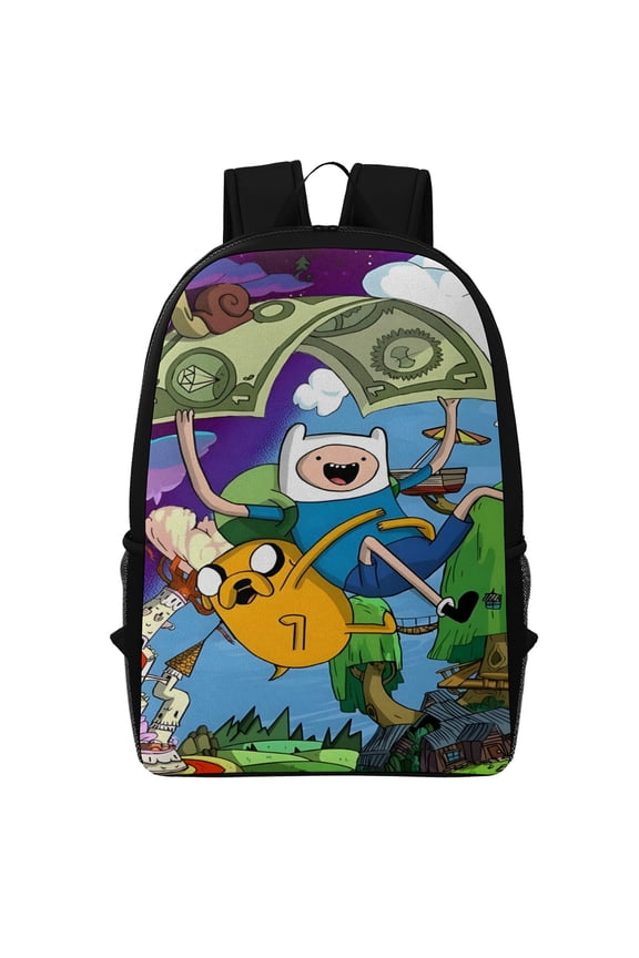 17in Adventure Time Graphic Laptop Backpack for Women Men, Computer Bag Casual Large Daypack for Work Trip