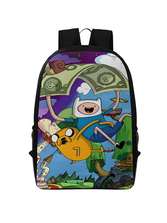 17in Adventure Time Graphic Laptop Backpack for Women Men, Computer Bag Casual Large Daypack for Work Trip