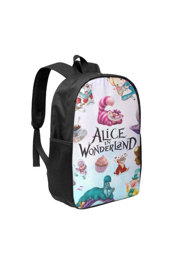 17in Alice in Wonden-Lan Backpack Cute Anime Large Capacity Multifunction Backpacks Lightweight Sports Travel Laptop Bag Daypack