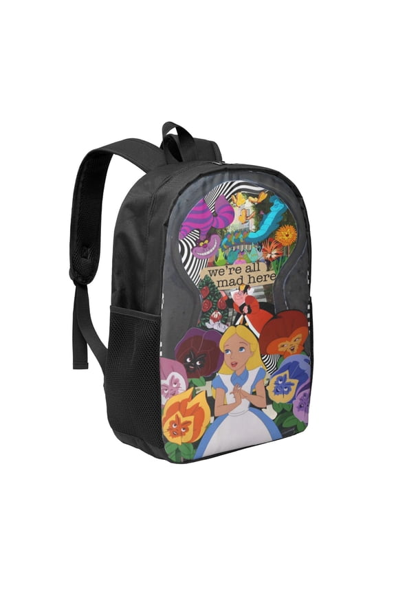 17in Alice in Wonden-Lan Backpack Cute Anime Large Capacity Multifunction Backpacks Lightweight Sports Travel Laptop Bag Daypack