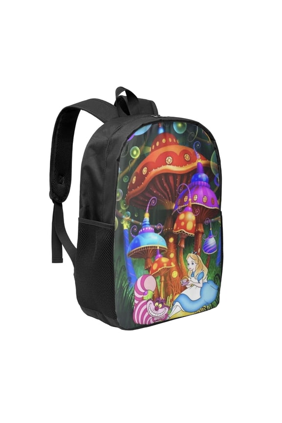 17in Alice in Wonden-Lan Backpack Cute Anime Large Capacity Multifunction Backpacks Lightweight Sports Travel Laptop Bag Daypack
