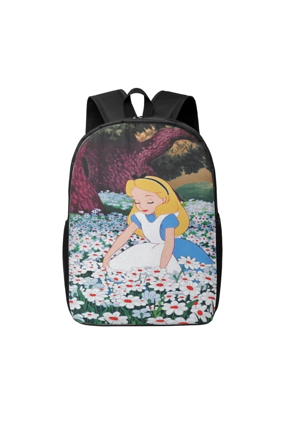 17in Alice in Wonden-Lan Backpack Cute Anime Large Capacity Multifunction Backpacks Lightweight Sports Travel Laptop Bag Daypack