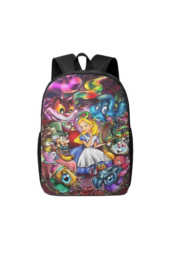 17in Alice in Wonden-Lan Backpack Cute Anime Large Capacity Multifunction Backpacks Lightweight Sports Travel Laptop Bag Daypack