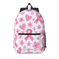 thumbnail image 1 of 17in Backpack With Pocket Adjustable Shoulder Strap Large Capacity Zipper Opening And Closing Double Pull Head Zipper For Work Travel Sports Artistic Pink Ribbon Pattern With Sketched Elements, 1 of 8