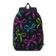 thumbnail image 1 of 17in Backpack With Pocket Adjustable Shoulder Strap Large Capacity Zipper Opening And Closing Double Pull Head Zipper For Work Travel Sports Bold Thin Neon Contemporary Ribbon Bow Pattern, 1 of 8