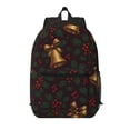 thumbnail image 1 of 17in Backpack With Pocket Adjustable Shoulder Strap Large Capacity Zipper Opening And Closing Double Pull Head Zipper For Work Travel Sports Elegant Christmas Bell And Holly Pattern, 1 of 8