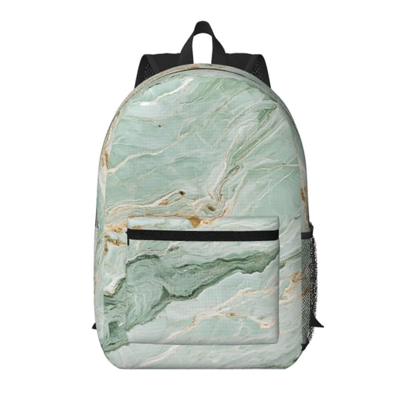 17in Backpack With Pocket Adjustable Shoulder Strap Large Capacity Zipper Opening And Closing Double Pull Head Zipper For Work Travel Sports Lightseagreen Marble_3