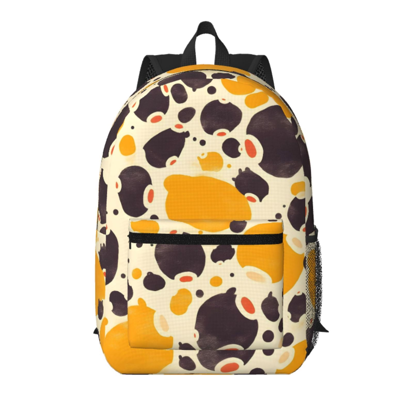 17in Backpack With Pocket Adjustable Shoulder Strap Large Capacity Zipper Opening And Closing Double Pull Head Zipper For Work Travel Sports Milk Cow Print Style Sienna_3