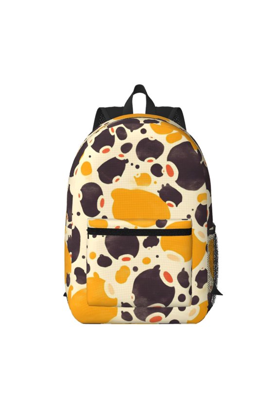 17in Backpack With Pocket Adjustable Shoulder Strap Large Capacity Zipper Opening And Closing Double Pull Head Zipper For Work Travel Sports Milk Cow Print Style Sienna_3