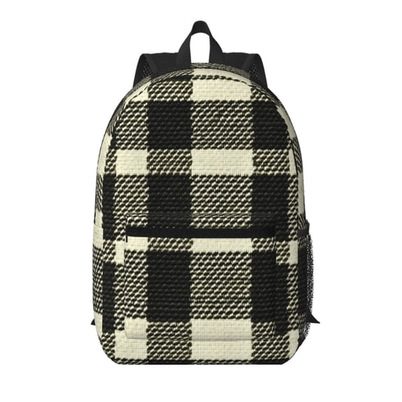 17in Backpack With Pocket Adjustable Shoulder Strap Large Capacity Zipper Opening And Closing Double Pull Head Zipper For Work Travel Sports Olive Houndstooth Buffalo Plaid Tartan Check Scotland_3