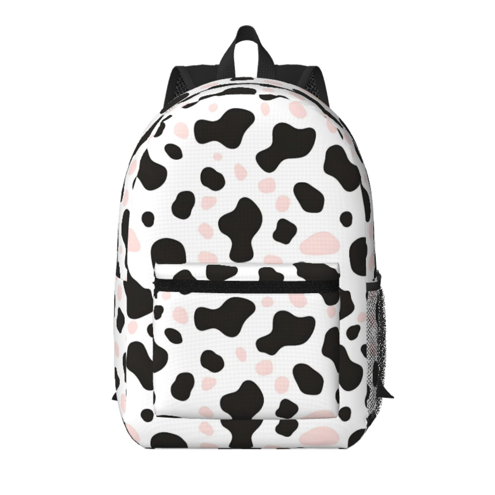 17in Backpack With Pocket Adjustable Shoulder Strap Large Capacity Zipper Opening And Closing Double Pull Head Zipper For Work Travel Sports Simple Cow-Print Pattern1_3