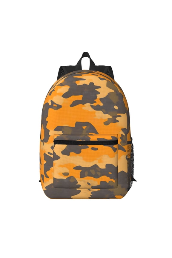 17in Backpack With Pocket Adjustable Shoulder Strap Large Capacity Zipper Opening And Closing Double Pull Head Zipper For Work Travel Sports Texture Camo Army Orange_2