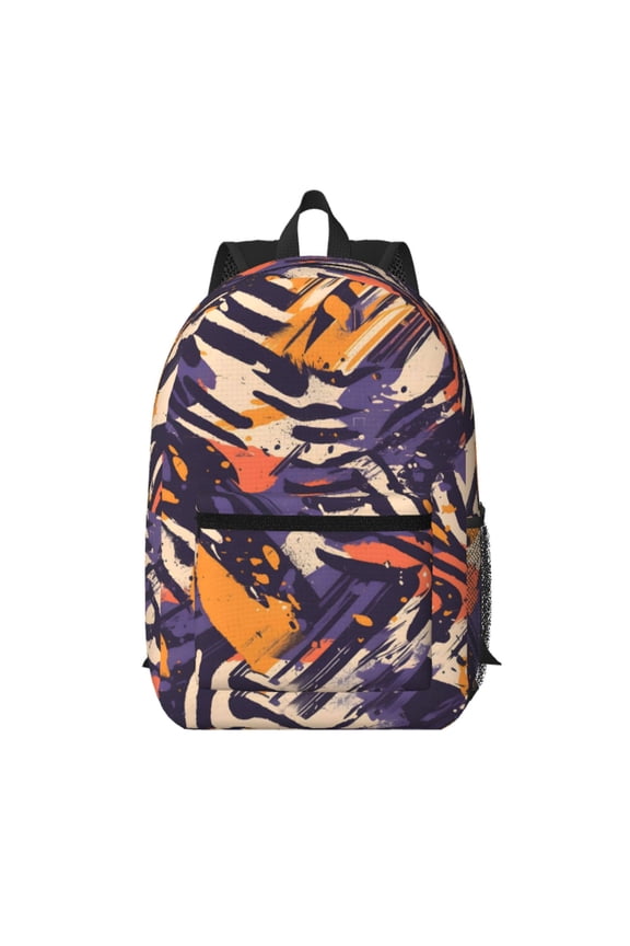 17in Backpack With Pocket Adjustable Shoulder Strap Large Capacity Zipper Opening And Closing Double Pull Head Zipper For Work Travel Sports Tiger Print Style Mediumpurple_2
