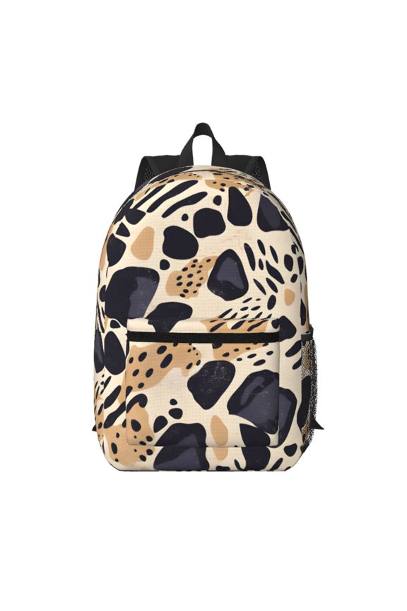 17in Backpack With Pocket Adjustable Shoulder Strap Large Capacity Zipper Opening And Closing Double Pull Head Zipper For Work Travel Sports Tiger Skin Print Style Dimgray_4