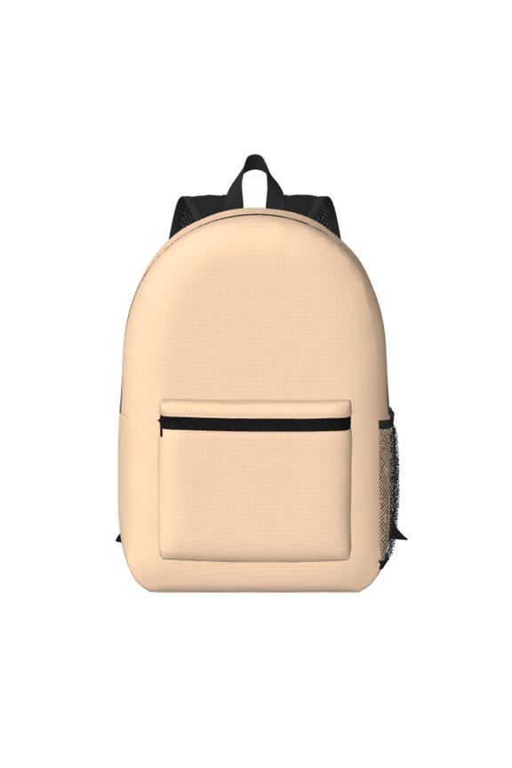 17in Backpack With Pocket Adjustable Shoulder Strap Large Capacity Zipper Opening And Closing Double Pull Head Zipper For Work Travel Sports Peach