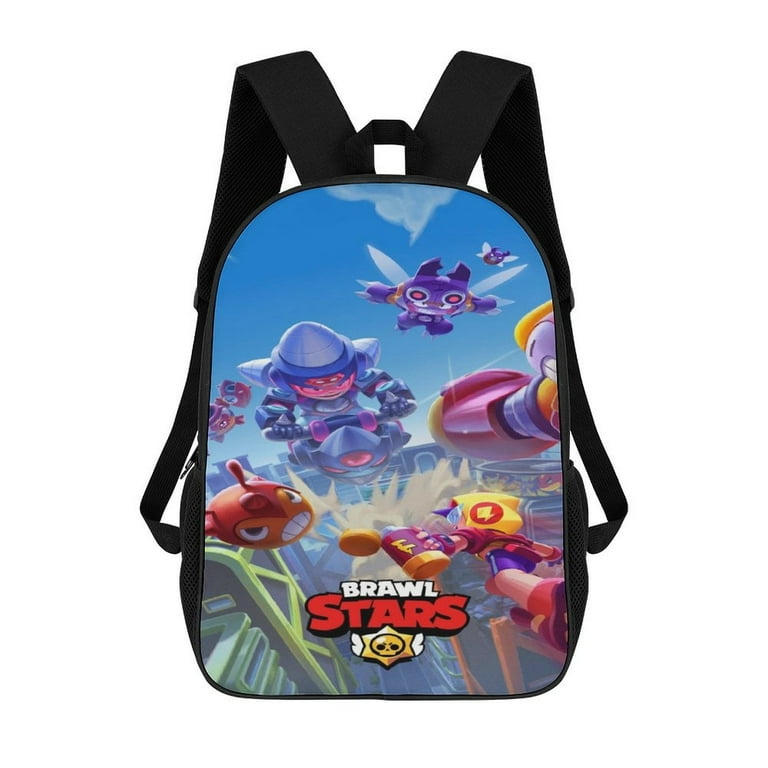 17in Brawl Stars Backpack Laptop Shoulders Lightweight Durable Student Cartoon Backpack Boys School Bag Girls Kids Bags Fans Gifts Hiking Camping