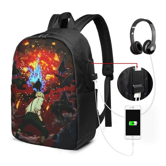 17in Bungo Stray Dogs Backpack With Usb Travel Backpacks Large Capacity Portable Outdoor Laptop Bag