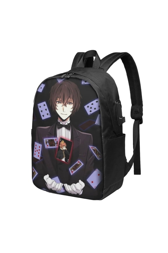17in Bungo Stray Dogs Dazai Osamu Backpack with Usb Charging Port Backpacks Portable Outdoor Travel