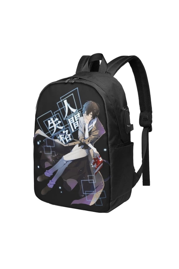 17in Bungo Stray Dogs Dazai Osamu Backpack with Usb Charging Port Backpacks Portable Outdoor Travel