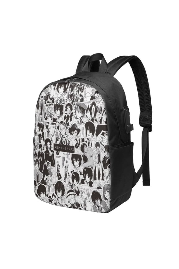17in Bungo Stray Dogs Dazai Osamu Backpack with Usb Charging Port Backpacks Portable Outdoor Travel