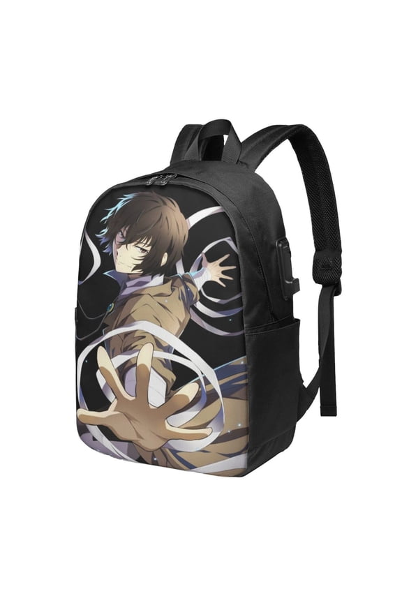 17in Bungo Stray Dogs Dazai Osamu Backpack with Usb Charging Port Backpacks Portable Outdoor Travel