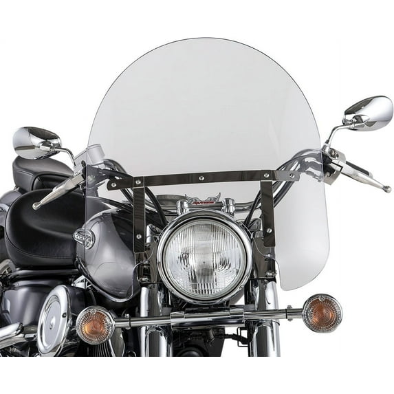 17in. Classic Windshield with Chrome Hardware - 17in. x 23in. - Clear