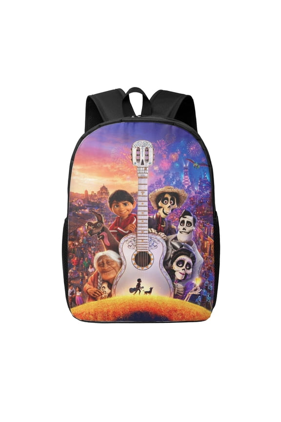 17in Coco Movie Backpack Cute Multifunction Backpacks Lightweight Sports Travel Laptop Bag Daypack