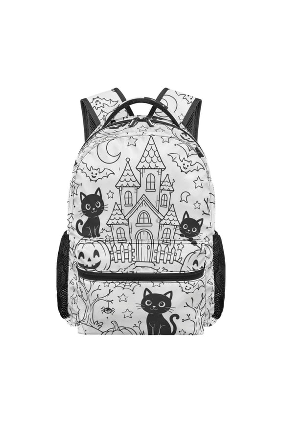 17in DIY Hallowee-Themed Coloring Backpack with a Spacious Main Compartment and Zippers,Lightweight & Soft for Shool Sports Travel and Gym