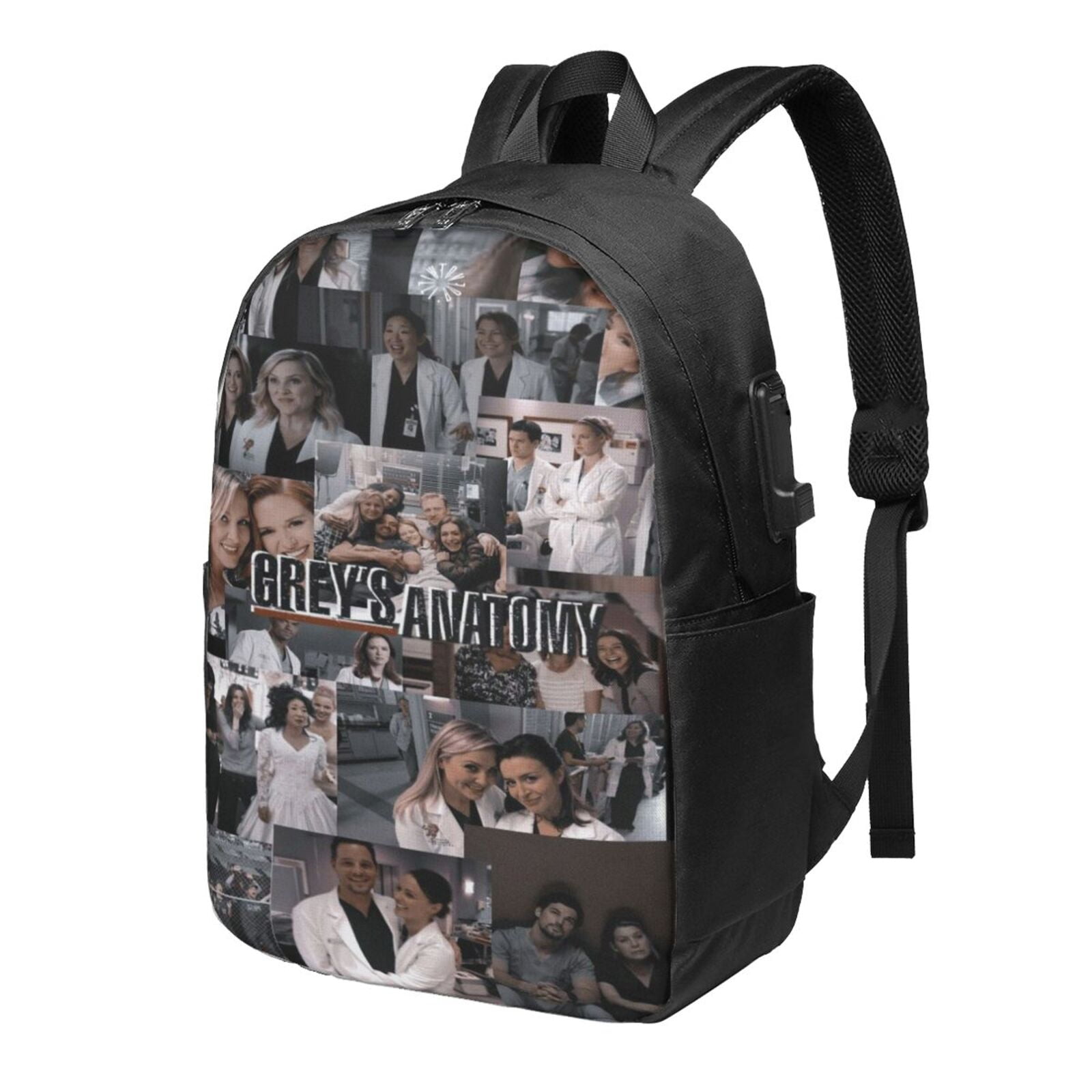 17in Greys Anatomy Laptop Backpack with USB Port Cute Backpack Laptop Bag Waterproof Travel Backpack Purse Teacher Fashion Computer Bag